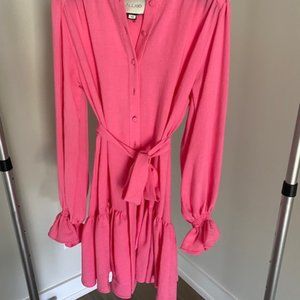 Alexis - pink ruffle mini dress with blousy sleeves - size XS